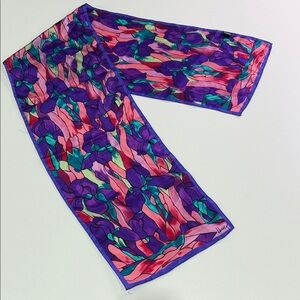 Honey Vibrant Purple and Pink Scarf made in Japan 100% Silk